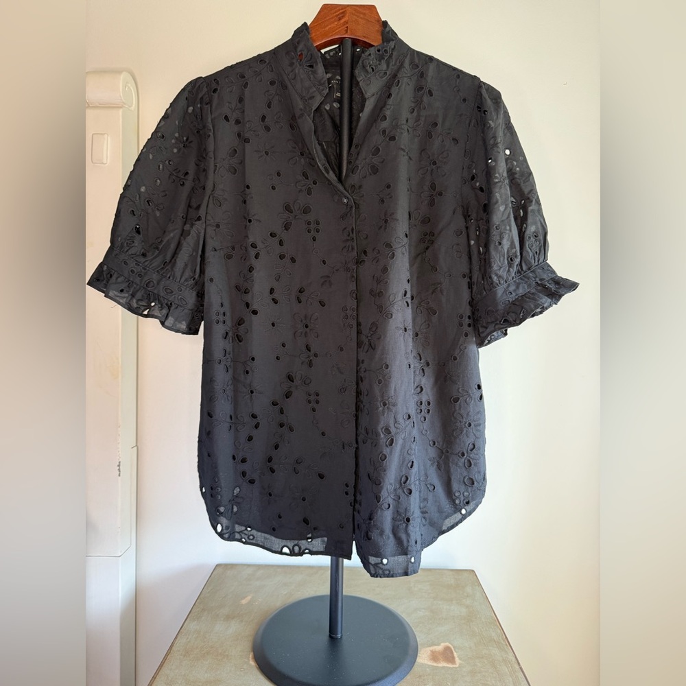 Ann Taylor Elegant Black Eyelet Women's Top